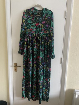 Pretty Little Thing Floral Maxi Shirt Chiffon Dress 10 12 (38) Oversize