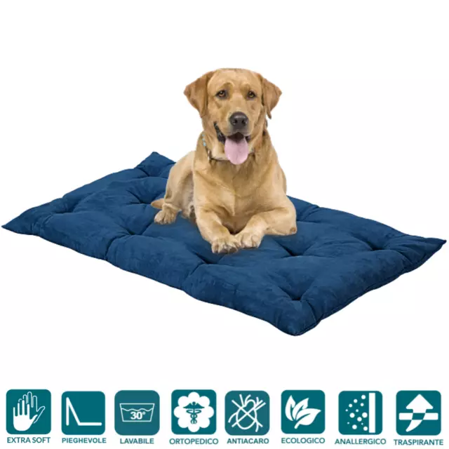 Cama para Perros Alfombra Lavable Colchón Multiusos Altura 8 cm Lavable Azul 💚