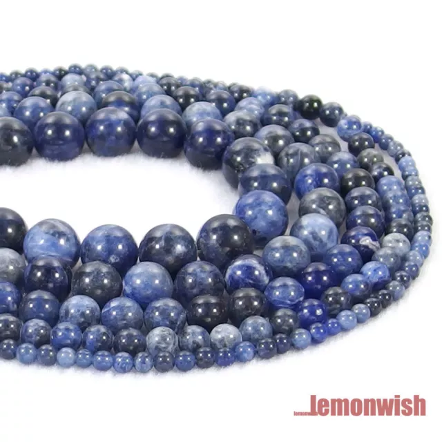 Natural Sodalite Gemstone Round Spacer Beads 15.5'' 4mm 6mm 8mm 10mm 12mm DIY