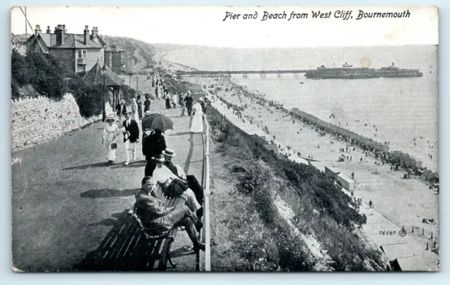 Postcard Bournemouth Pier And Beach From West Cliff