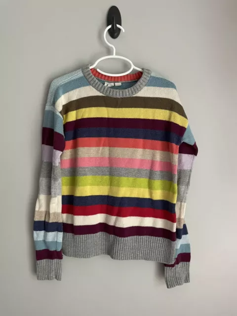 Gap Kids Girls Crazy Stripe Knit Sweater Size Medium 8 Multicolor Rainbow Gray