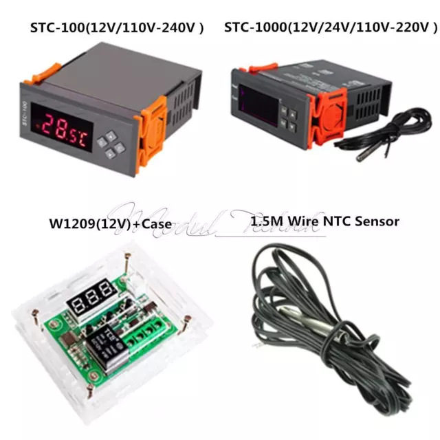 12V W1209 STC-100 STC-1000 All-Purpose Temperature Controller Thermostat w/NTC