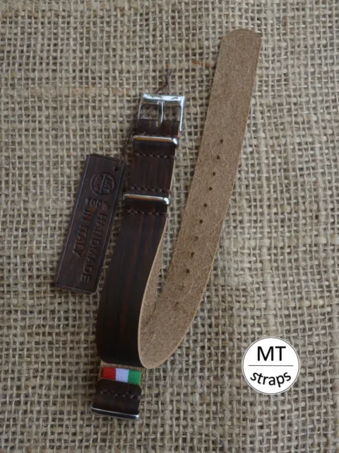 Cinturino artigianale 18 mm effetto legno Handmade  Leather Watch Strap Band