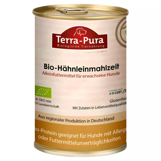 Terra-Pura Bio-Hähnleinmahlzeit 400G, Comida para Perros, Nuevo