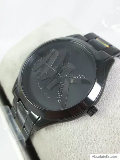 NEW Michael Kors Slim Oversized Runway Black Logo Watch MK4734 NWT Unisex NIB