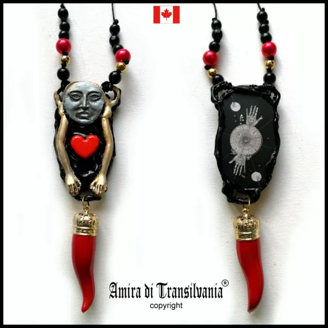 lucky horn plenty talisman pendant necklace amulet cornucopia money vintage gift