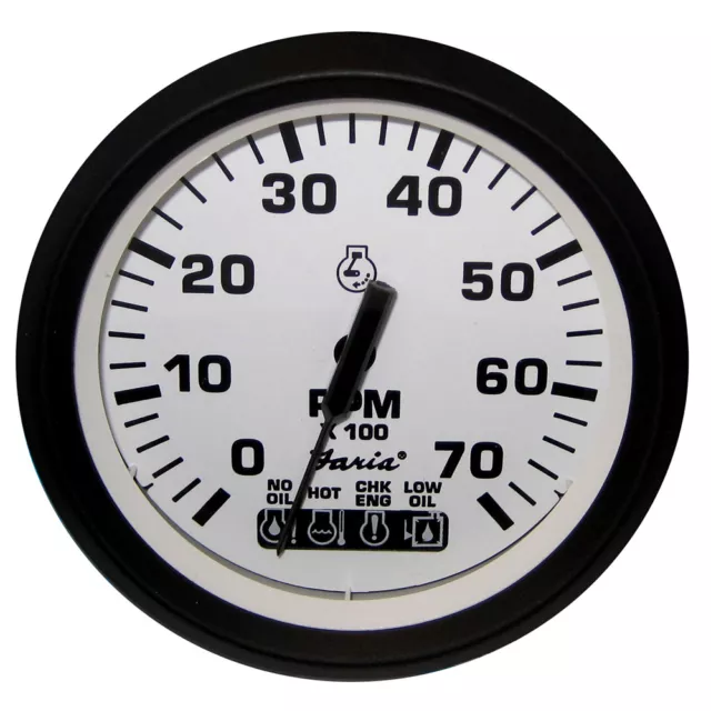 Faria Euro White 4" Tachometer W/ Systemcheck Gas Johnson