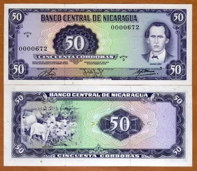 Nicaragua, 50 cordobas, L. 1978, Pick 130, D-Serie, UNC > Low S/Ns