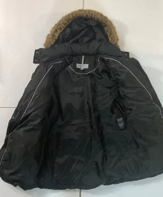 Marc New York Andrew Coat Jacket Black Womens L Removable Hood Faux Fur Trim 3