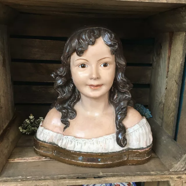 Ancien buste en plâtre  "Rieuse"  de Joliveaux
