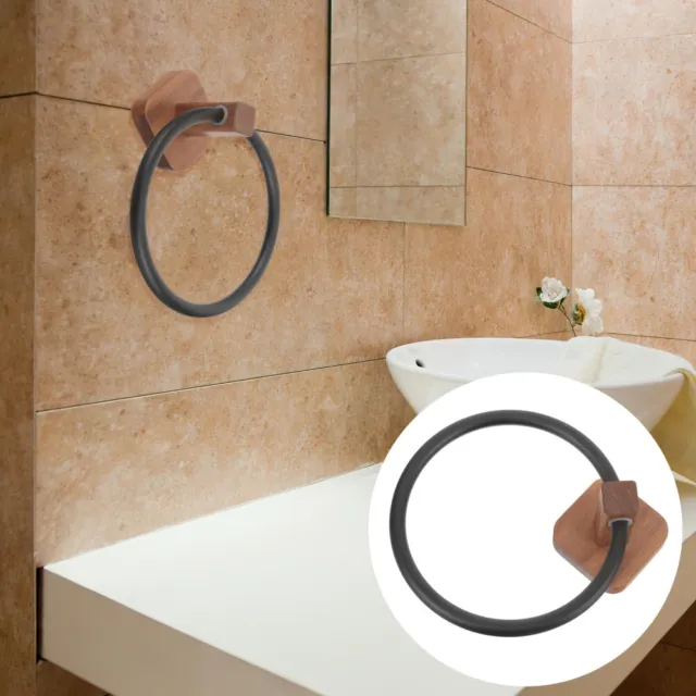 Hand Towel Holder Bathroom Towel Ring Wooden Towel Hanger Dish Cloth Hanger for