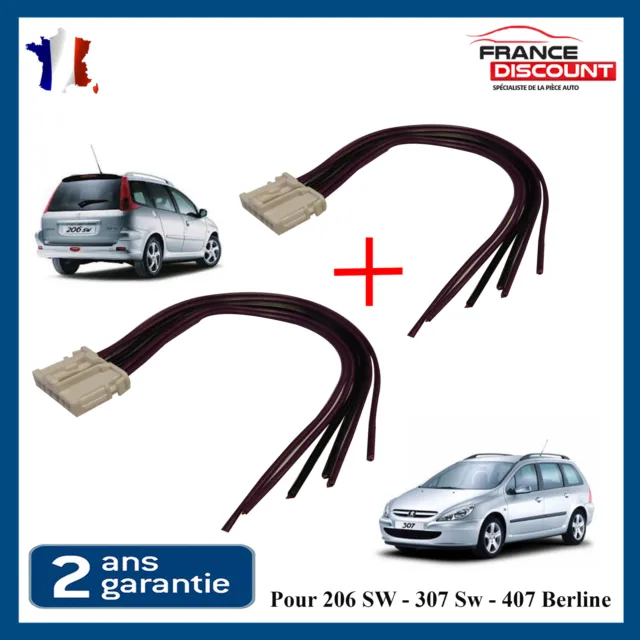 2X Fiche Faisceau Prise Porte Lampe Feux Feu arriere POUR 206 BREAK SW 307 407