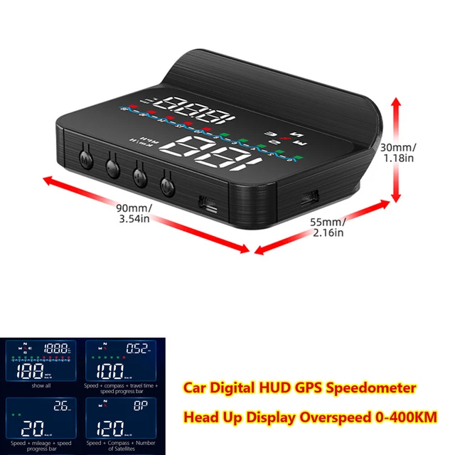 Car Digital HUD GPS Speedometer Head Up Display Overspeed MPH KM/h Warning Alarm