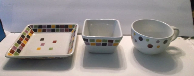 Pampered Chef Simple Additions Mosaic Tiles 7.25 inch Square Plate, bowl, soup