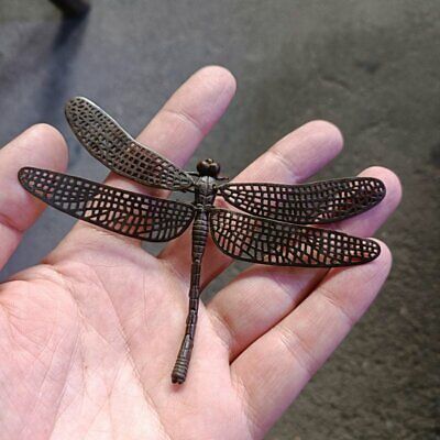 Exquisite Old Chinese copper handmade dragonfly statue 6901