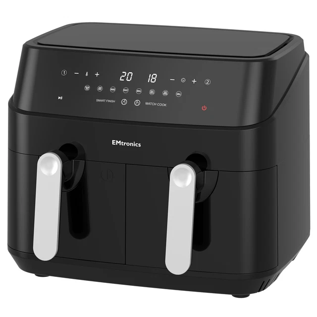 EMTRONICS DOUBLE BASKET Air Fryer Large Digital 9 Litre Dual with Timer
