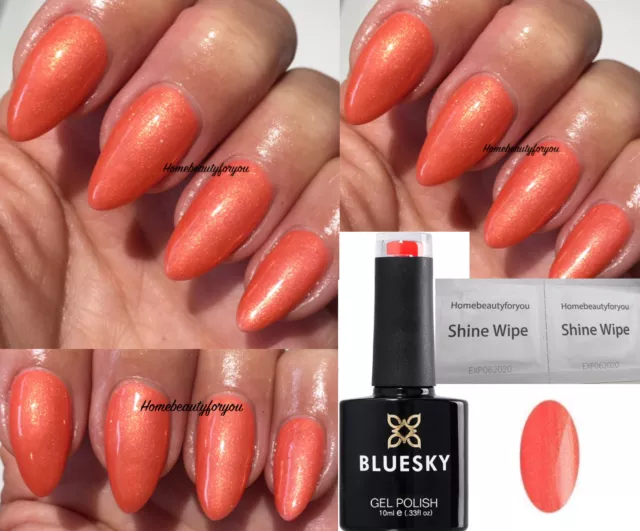 Bluesky Gel Nail Polish Coral Orange / Gold Shimmer Cs36 Nail Uv Led Soak Off