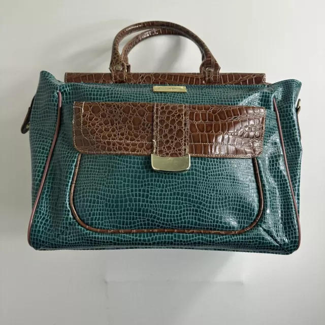 Samantha Brown Carry On Seaglass Camel Weekender Croc Embossed