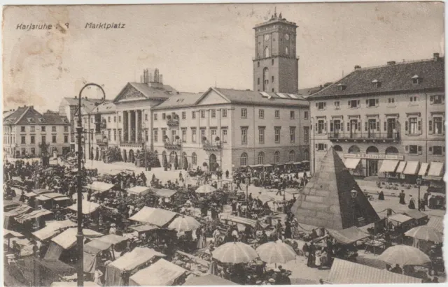 Alte AK Karlsruhe, Marktplatz