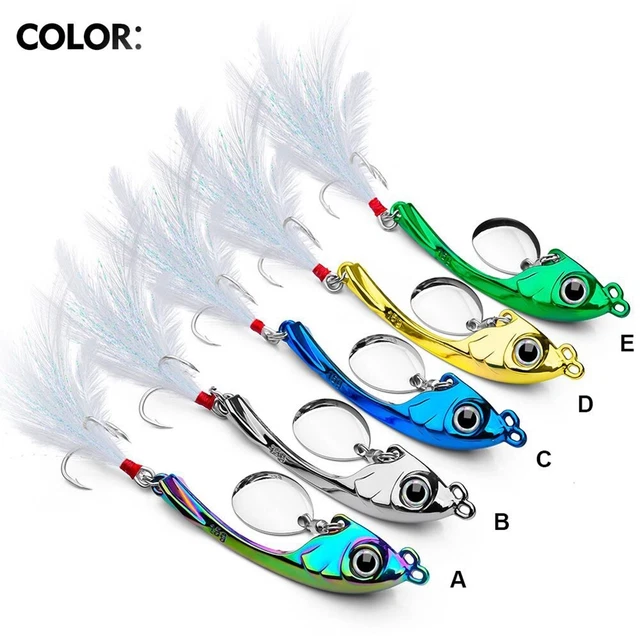 10Pc Appât de Pêche à L'Appât Pailleté avec Patch en Plume Leurre Dur Luya Sequin Rotation on