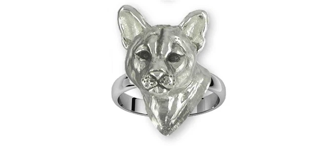 Cougar Jewelry Sterling Silver Handmade Mountain Lion Ring  COU3H-R
