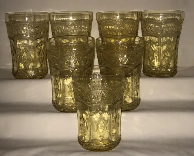 7 Federal PATRICIAN AMBER * 4 1/4" - 9 OZ WATER TUMBLERS*