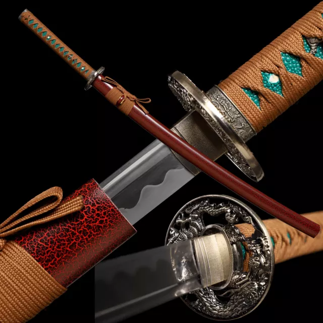 Red Saya Blade Katana Japanese Samurai Sword 9260 Carbon Steel Full Tang Sharp