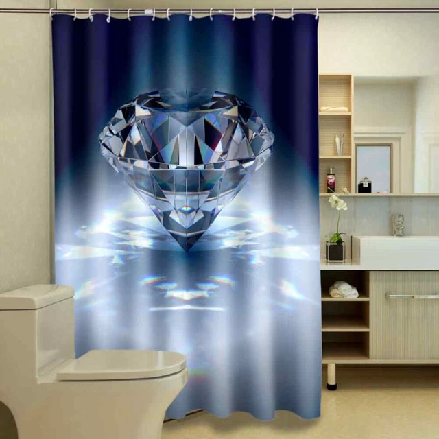 Beautiful Crystal Diamond 3D Shower Curtain Polyester Bathroom Decor  Waterproof