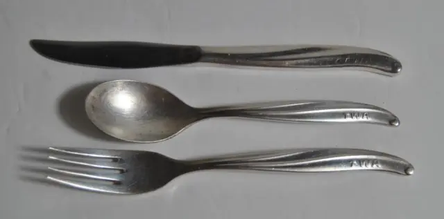 Vintage T.W.A. Airlines Knife Fork Spoon by International Silver Set Silverware