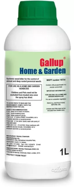 1 Litre Gallup Weed Killer Glyphosate Concentrate Commercial Industrial Strength