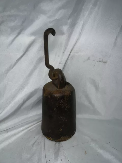 Antique 8 Lb. Cast Iron Hanging Tobacco Cotton Balance Beam Scale Weight