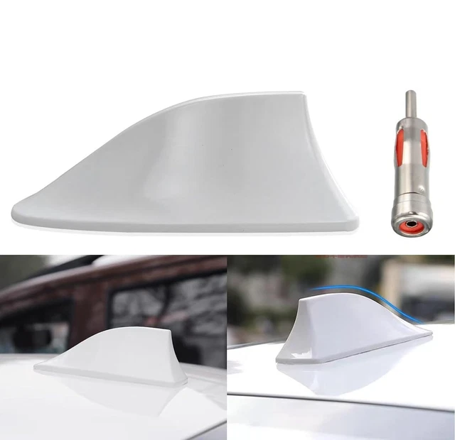 Antenne Voiture Requin Blanche - Décoration Aileron Universelle, Adhésif Imperméable, 17cm