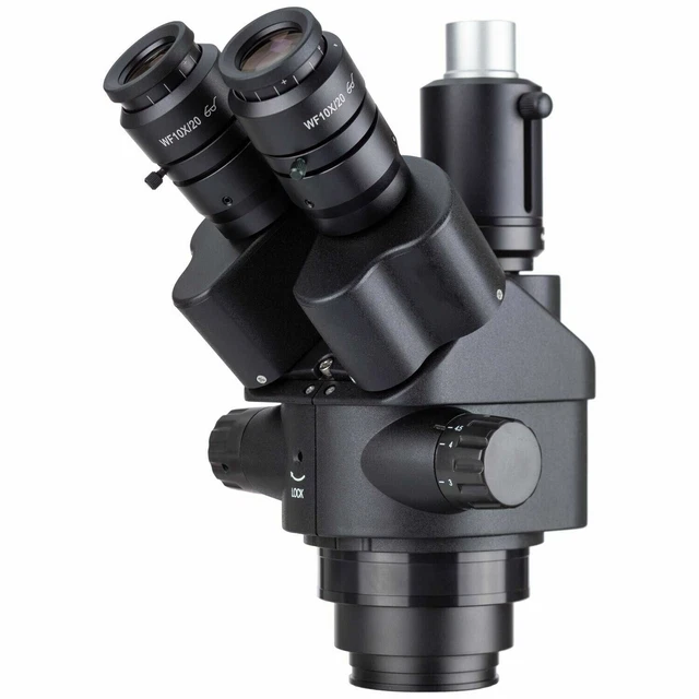 AMSCOPE 7X-45X SIMUL-FOCAL Trinocular Zoom Stereo Microscope Head Black ...
