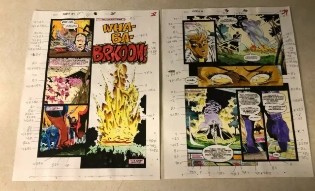 WHAT IF #46 ART original COLOR GUIDES 2 pgs DEATH PROF X CYCLOPS JEAN GREY X-MEN