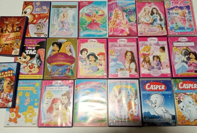 Lot De 20 DVD Pour enfants Disney Barbie Casper Mon Petit Poney