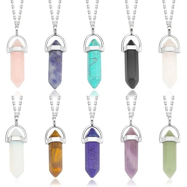 Wholesale Lot 20/40 Pcs Stone Crystal Gemstone Pendant Jewelry Necklace Set