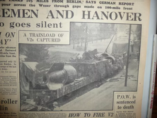 NP01 -005a - WW2 - Daily Express - Airborne Tanks 105 Miles to Berlin - 7 Apr 45 2