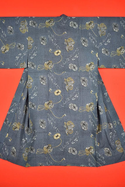 Vintage Japanese Kimono Wool Antique BORO JUBAN Kusakizome MEN Dyed/A249/440
