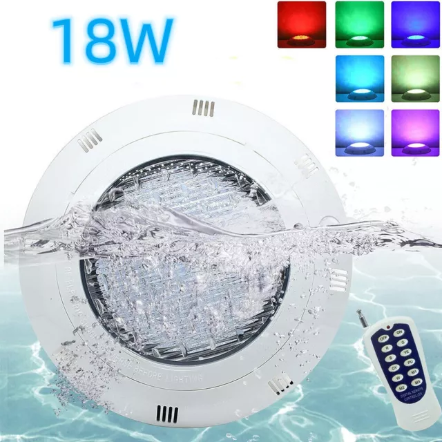 Underwater Spa Lamp Bright Lights Remote RGB 18W LED Swimming Pool Light 12V