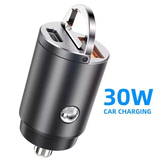 Mini chargeur téléphone voiture double USB Type-C PD 30W adaptateur charge rapi+