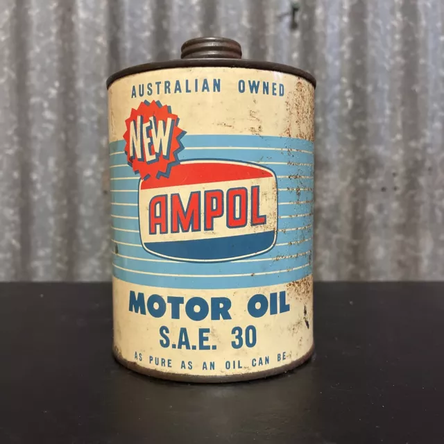 Ampol ‘NEW’ Light Blue 1 Quart Vintage Australian Collectable Oil Tin RARE