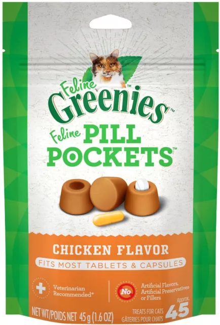 Greenies Pill Pockets Chicken Flavor Cat Treats, 1.6 oz