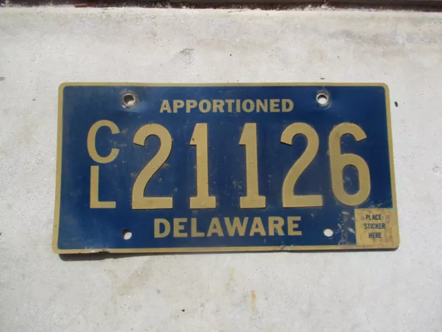 Delaware  CL  Apportioned Riveted license plate  #  21126