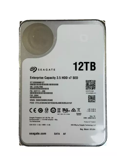 ST12000NM0127 - Disque dur Seagate Exos 12 To 7,2K 6G SATA 3,5" v7 SED