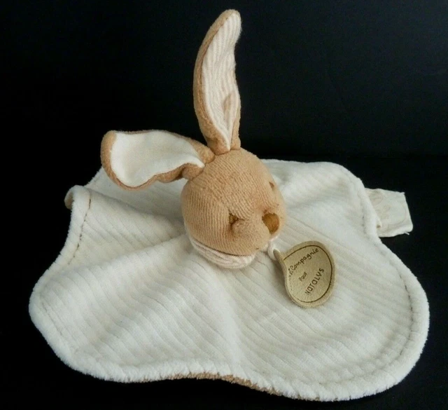 *. DOUDOU ET COMPAGNIE PLAT NATALYS LAPIN COTON BIO blanc beige marron - TTBE