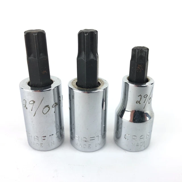 3-Piece T50 Torx Bit Socket Set – 3/8 Inch Drive, 1.89 Inch Long, S2 Alloy Steel, CR-V Socket, Heat Treated For Fastener Repair