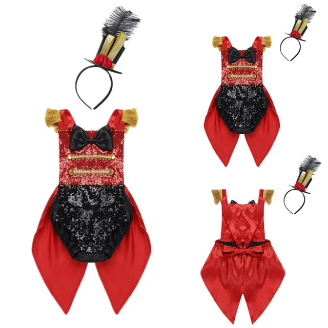 Costume abito elegante per bambine spettacolo paillettes circo spettacolo festa di Halloween cosplay