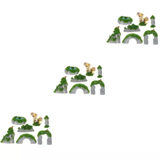 3 Sets Mikro-Landschaft-Dekoration Grüne Rockery Model Landschaftsgestaltung