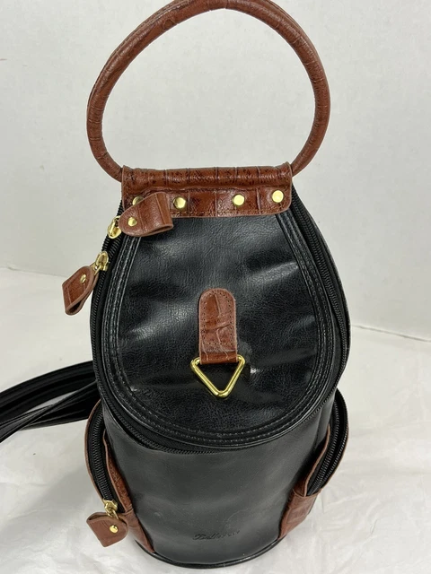 Bellerose Black Brown Convertible Zipper Backpack Zip Crossbody Purse
