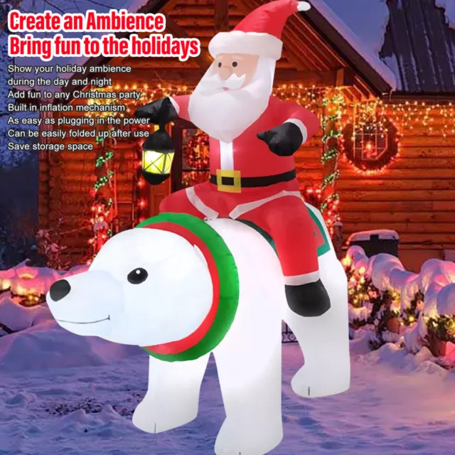 (EU Plug)Inflatable Santa Ride Bear Waterproof Fade Resistant LED Blow Up